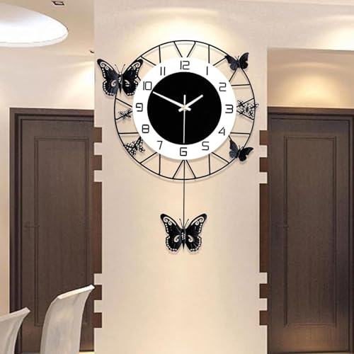 Image of Stylish Metal Analog Wall Clock for Living Room, Bedroom, Office, Kitchen, Home and Hall | Antique Fancy Big Size Modern Wall Watch for Home Decor (Style-25, 40CM)