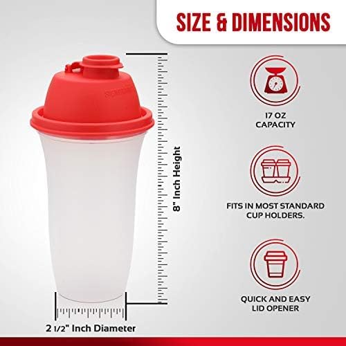 Miniatura 5 de SIGNORA WARE Shaker Bottles  Botella de plástico para batido de proteínas de 17 onzas para batidos y licuados de reemplazo de comidas, bebidas,