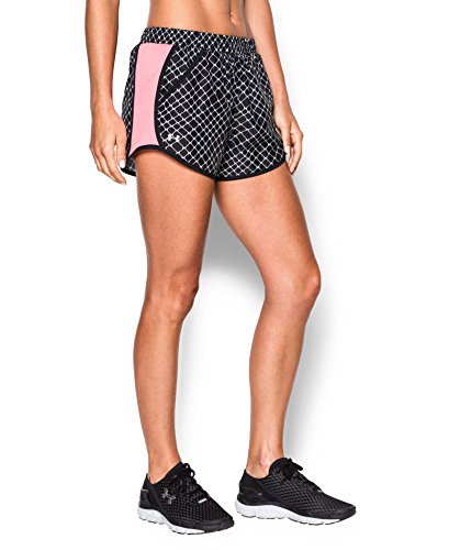 Under Armour Women's Fly-by Printed Run Short, Black (001)/Reflective, Large