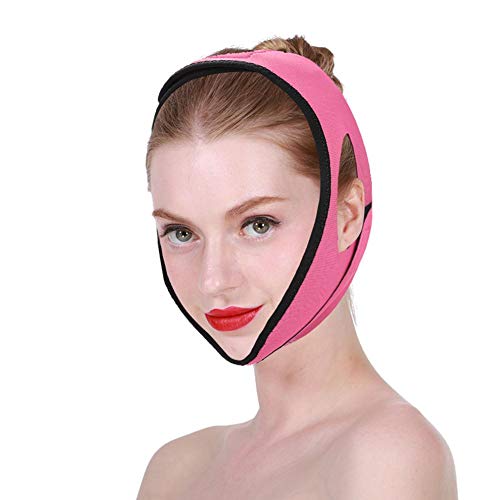 Face Lifting Bandage Facial Slimming Mask Reducing Double Chin Weight Loss Face Belts(Rose Red)