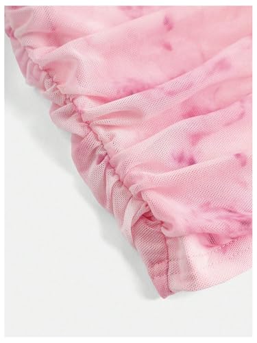 OYOANGLE Girl's Floral Print Tank Top Square Neck Sleeveless Wide Strap Ruched Crop Tops3