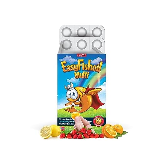 EasyFishoil Multivitamin Omega 3 Jelly - 30 Days with 11 Vitamins Soft Jelly High Dose Pure Fish Oil Capsules for Children Natural Lemon & Orange Flavour Kids