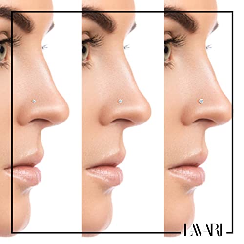 22 Gauge Cubic Zirconia Twist Stud Nose Ring Set In 14K Yellow Gold - 1.5 Mm, 2 Mm, 2.5 Mm By Lavari Jewelers #TOP1