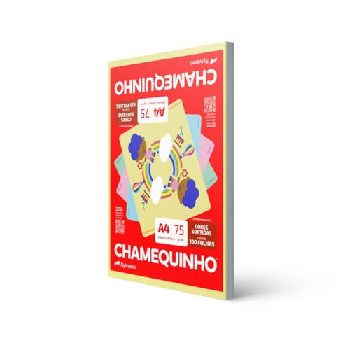 Papel Sulfite A4, Colorido, Chamequinho, 75 gramas, 4 Cores, 210×297 mm, International Paper, Chamex, 29883, 100 Folhas