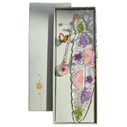 Famweylami Marcapáginas con Plumas, Regalo Ideal para Mujeres, Marcapáginas Artesanal, Delicado Accesorio de Lectura, Perfecto para Maestras, Profesora, Amantes de los Libros, Niñas, Madres y Abuelas
