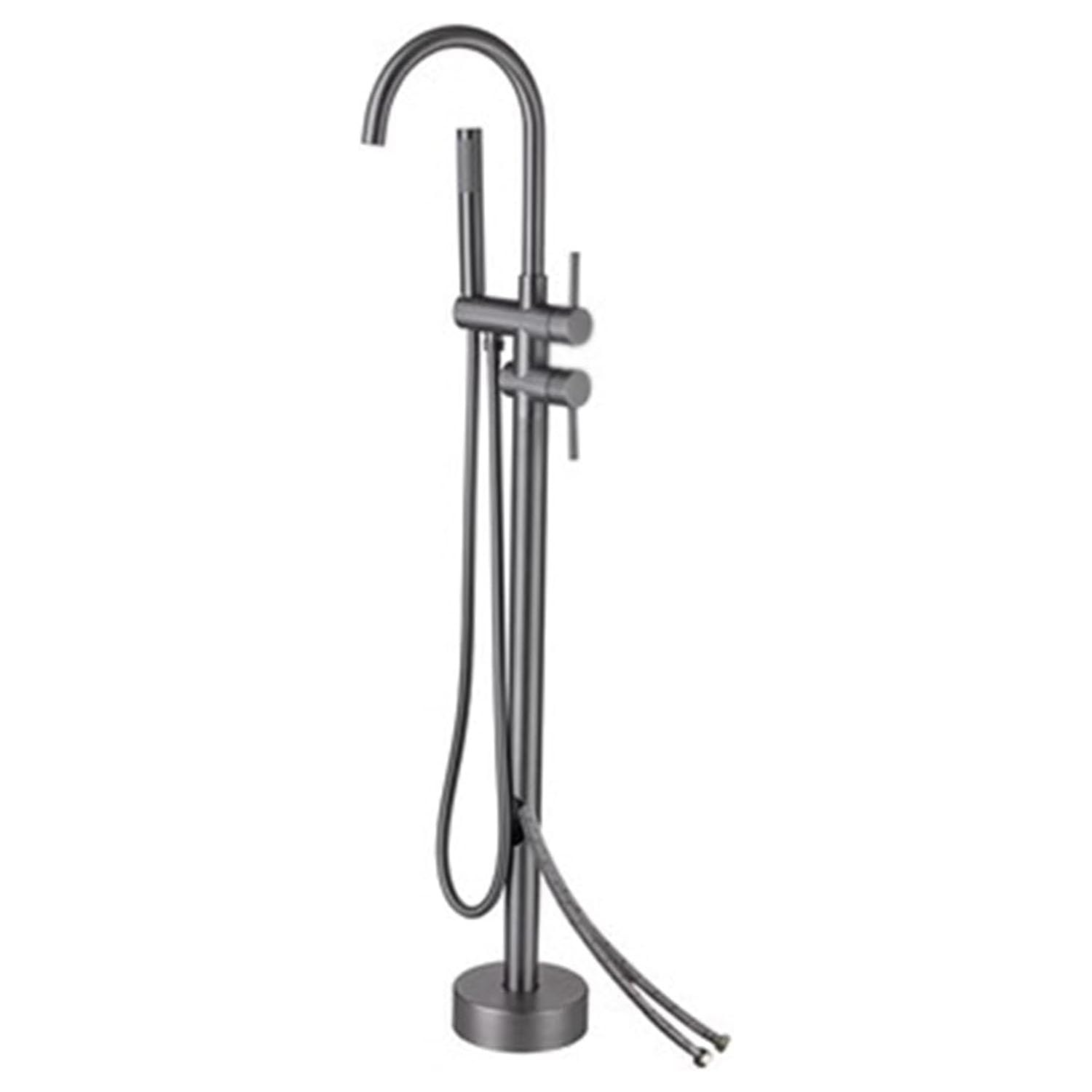 KUNYOS Bathtub Faucet for Freestanding Bathtub Brushed Gold, 360° Rotation Wall Connection Hot and Cold Water Brass Tub Faucet Freestanding,Gray