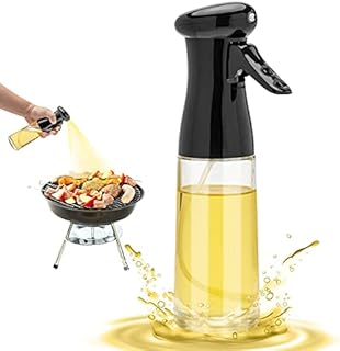 Olive Oil Sprayer for Cooking - 200ml Glass Oil Dispenser Bottle Spray Mister - Refillable Food Grade Oil Vinegar Spritzer Sprayer Bottles for Kitchen, Air Fryer, Salad, Baking, Grilling, Frying