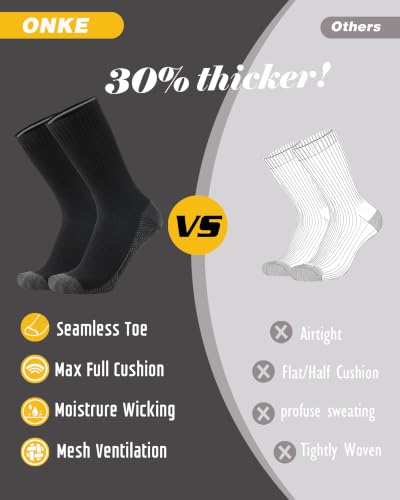 Image of ONKE Seamless Athletic Work Socks for Men Heavy Duty Boot Max Cushion Crew