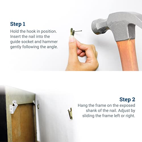 Image of PHS Small Wall Buddies Picture Hangers Replacement Hook and Nail Set - Heavy Duty 30 lb Picture Hanging Kit for Drywall Plaster Wood - 5 Pack Frame Hanging Hardware