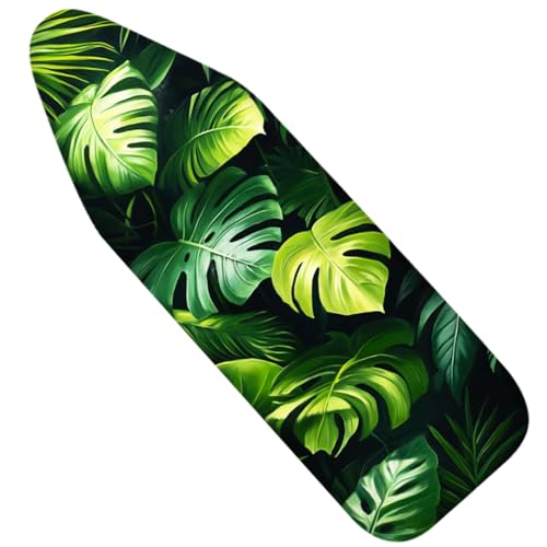 Image of Nuxovilar Green Monstera Leaves Ironing Board Cover 15x54 Polyester | Iron Pad Scorch Guard laundry helper protective board shield home laundry room craft studio (Monstera)