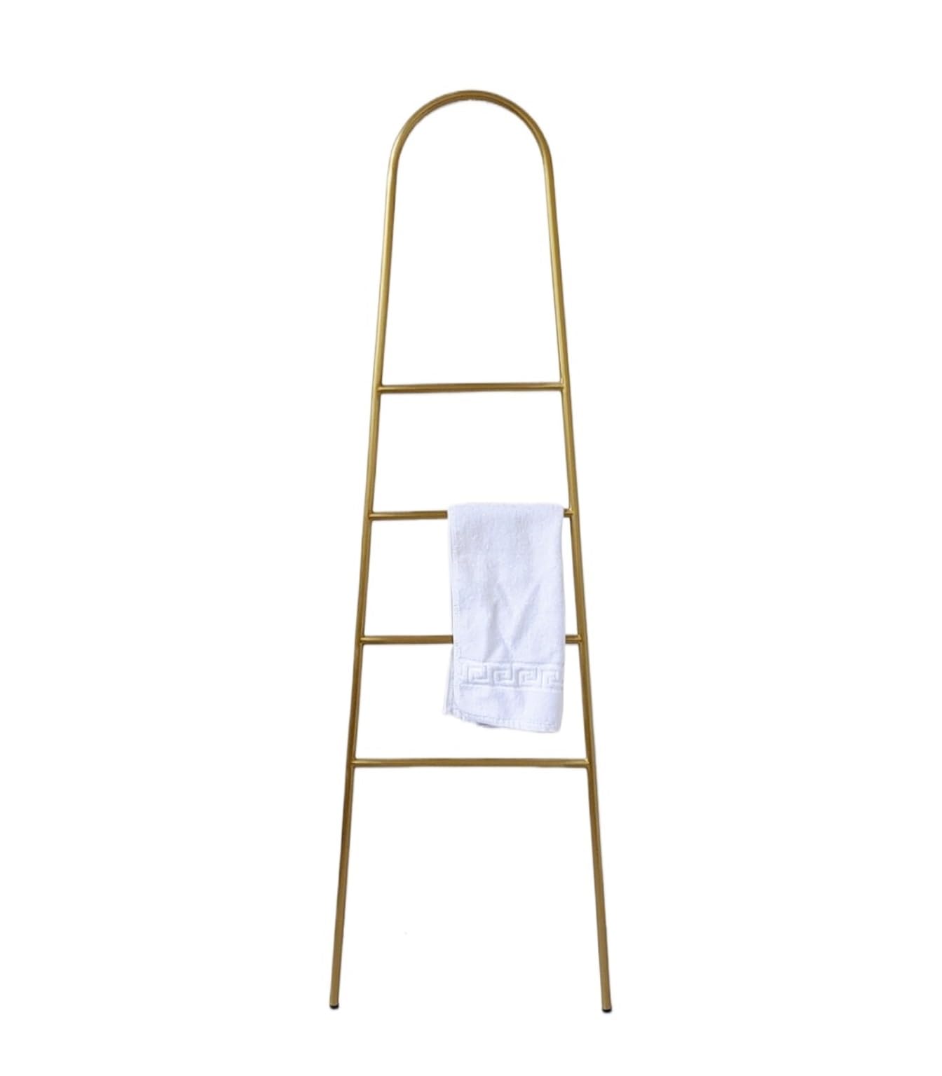 Towel Rail Stainless Steel Free Standing Ladder Towel Rack For Decorative Bathroom Freestanding(Gold)