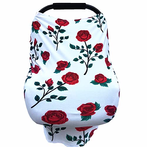 Image of Baby Car Seat Covers for Newborns Nursing Cover for Breastfeeding Baby Carseat Canopy for Boys and Girls Extra Soft and Stretchy Multifunctional Cover Floral
