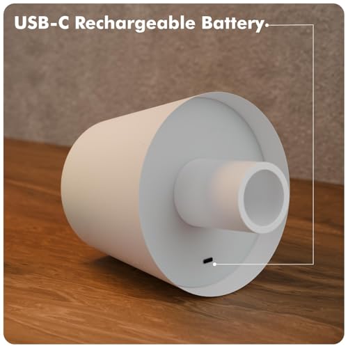 Image of Wireless Bottle Lamp for Living Room | 3 Colour Tones with Dimming | Rechargeable Touch Lampshade | Night Light for Bedroom | Birthday Gifts for Girls, Women, Wife (White, Iris)