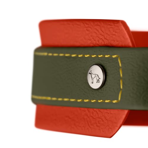 HUNTER Hundehalsband Havanna MINI, Farbe: grün/orange, Strukturgewebe mit Kunststoffummantelung, breit, komfortabel, langlebig, reißfest, witterungsbeständig, pflegeleicht, Gunmetal-Look, Größe: 40