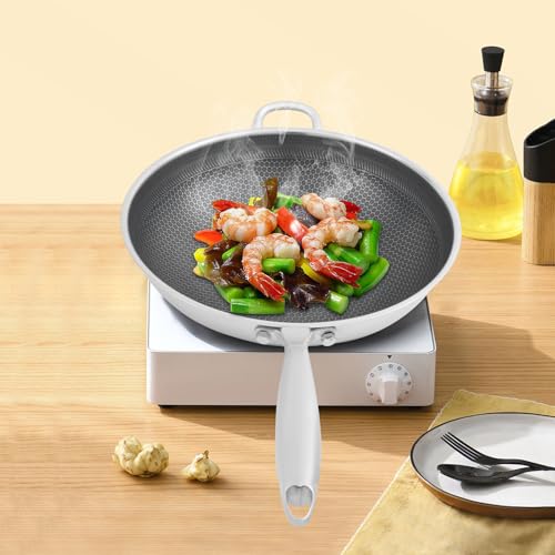Wok de acero inoxidable antiadherente con tapa 36 cm miniatura 3