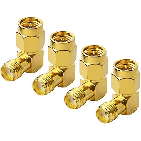 onelinkmore SMA Male to Female Right Angle 90-Degree Adapter Gold Plated Contacts Pack of 4…… Cover