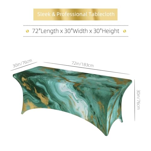 Nappe marbrée verte premium en élasthanne infroissable pour table stretch - 7