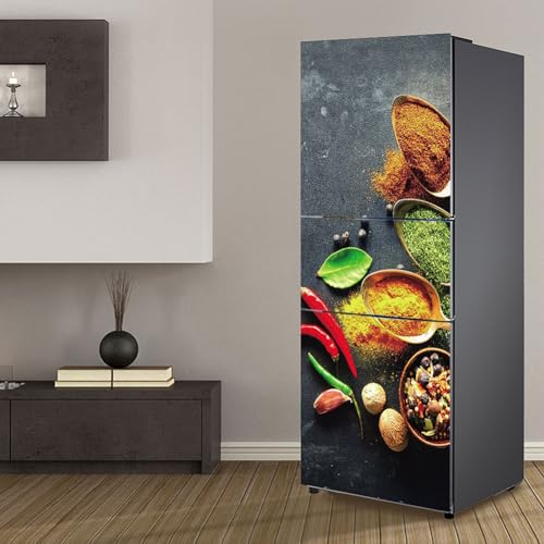 Stickers autocollants pour frigo, autocollant de réfrigérateur couvrant entièrement la porte du autocollants muraux pour décalcomanie de cuisine,...