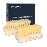 favolosa Portable Shoe Cleaning Brush Set of 2 Brushes with Soft and Stiff Bristles, Premium Sneaker Cleaner Brushes for Leather, Suede, Canvas, Textile, Bags and Accessories.