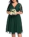 Pinup Fashion Plus Size Emerald Green Dresses Women Cocktail Lace Chiffon Party Wedding Guest Semi-Formal Bridesmaid Wrap V Neck Dress