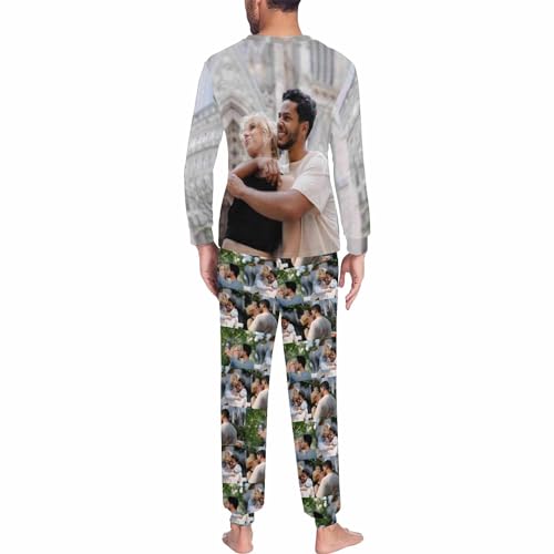 D-Story Custom Face Pajama Sets Personalized Funny Pjs for Men, Photo Loungwear Sleepwear Gift for Dad Husband Boyfriend2
