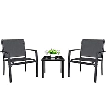 Alternative view of Tuoze 3 Pieces Patio Furniture Set Outdoor Garden Conversation Sets Modern Porch Furniture Lawn Chairs with Glass Coffee Table for Poolside Backyard Balcony,Black