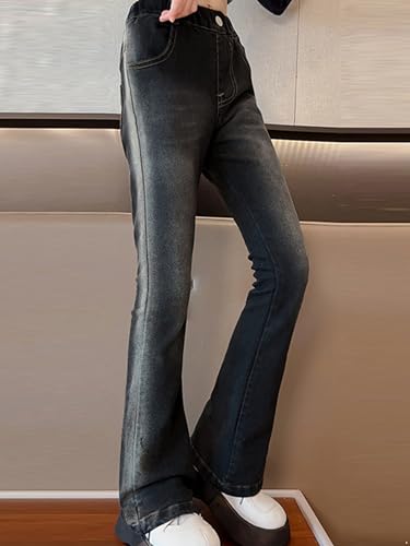 Kids Youth Girls Flared Jeans Pants Washed Denim Bell-Bottom Pants Stretchy Wide Leg Denim Trousers Streetwear2