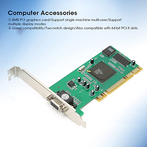 Image of Cuifati 8MB Graphics Card VGA PCI 32Bit for Server, Industrial Computer Multi-Display for Rage XL, 32Bit PCI VGA Video Card, 64Bit PCI-X Universal Video Card for Desktop Computers