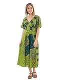  Coline - Robe midi imprimé Patch Ethnique - Couleur : Anis - Taille : S/M