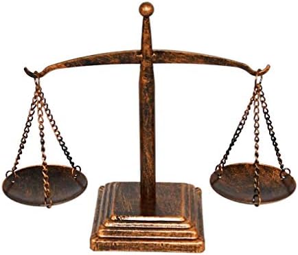 Owlgift Vintage Style Small Metal Libra Jewelry Towers, Display Tray Cosmetic Organizer Storage, Lawyer Scale of Justice, Farmhouse Candleholder – Bronze