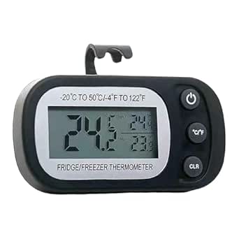 Refrigerator Thermometer Digital Refrigerator Freeze Room Thermometer Waterproof Large LCD Display Max/Min Record Function, White - View #3