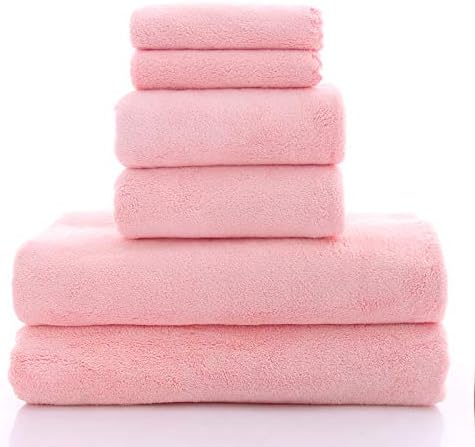 MOONQUEEN Ultra Soft Towel Set - Quick Drying - 2 Bath Towels 2 Hand Towels 2 Washcloths - Microfiber Coral Velvet Highly Absorbent Towel for Fitness, Bathroom, Sports, Yoga, Travel (Pink, 6 Pcs) - Image 5