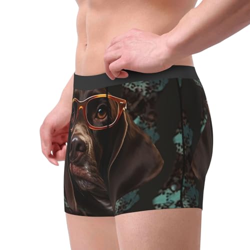 Men's Underwear Boxer Briefs Supersoft Brushed Stretch Boxer Briefs German Shorthaired Pointer in Glasses Mens Trunks3