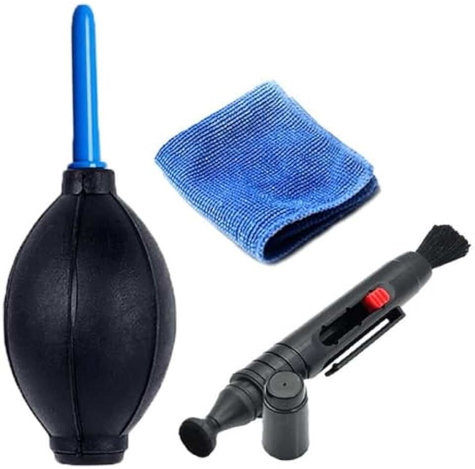 Kit De Limpeza De Lentes E Câmeras Bombinha Caneta E Flanela