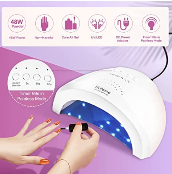 Morovan Poly Gel Nail Kit with Nail Drill and 48W LED Nail Lamp Nail Extension Gel and Gel Nail Polish Kit with Nail Primer Poly Nail Gel Kit for Beginners Nail Art Supplies