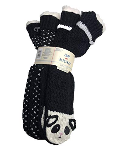Jane and Bleecker 2 Pair Slipper Socks (Black White)