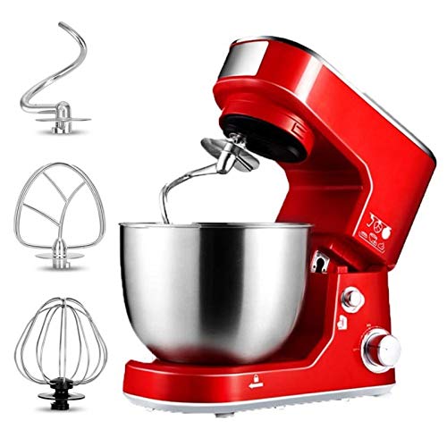 BLUNOA Stand Mixer Food Blender 4L or 5L Mixing Bowl 6 Speeds Includes Stirring Rod Dough Hook and Whisk for Cakes Desserts 600W (Color : Red, Size : 5L)