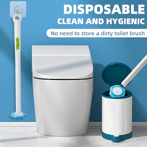Image of Disposable Toilet Brush and Holder Set, 24 Toilet Bowl Cleaner Wand Refills | Wall Mounted Disposable Toilet Cleaning Set, Pre-Soaked Toilet Bowl Cleaner, Bathroom Cleaning System for RV Bathtub Sink