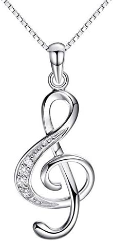 ENET S925 Sterling Silver Music Note Necklaces Women Jewellery Fashion Chain Gift