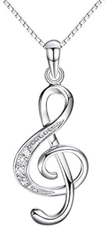 ENET S925 Sterling Silver Music Note Necklaces Women Jewellery Fashion Chain Gift