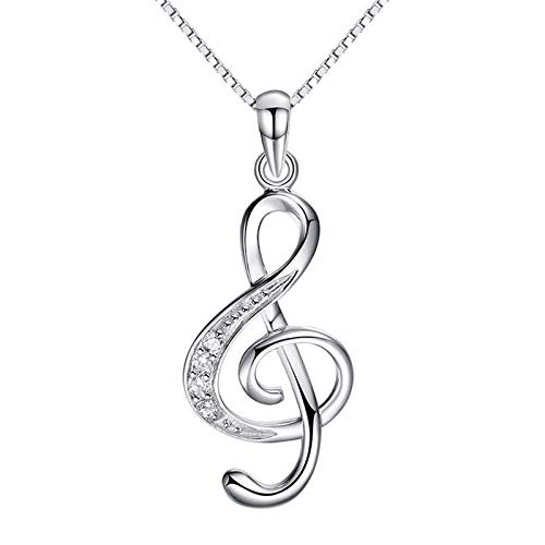 ENET Collares de plata de ley S925 para notas musicales, joyería para mujer, cadena de regalo