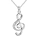 ENET Collares de plata de ley S925 para notas musicales, joyería para mujer, cadena de regalo