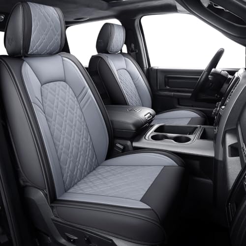 Image of Aierxuan Car Seat Covers for Dodge Ram with Waterproof Leather (Black-Gray)