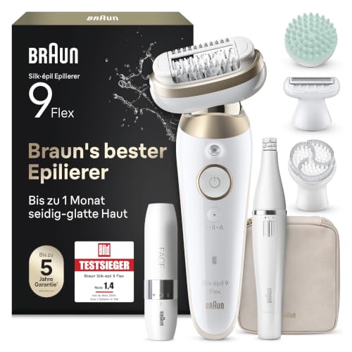 Braun Epilierer Damen Silképil 9 Flex SkinSpa All-in-One Set 9-681 3D Gold - 360 Kopf für eine einfache Haarentfernung Wasserdicht Inkl. FaceSpa Haarentfernungsgerät und Mini Gesichtsrasierer