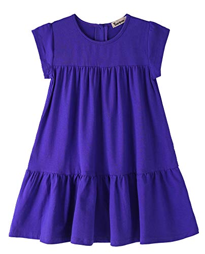 Image of Youwon Girls Dress Short Sleeve Solid Color Tunic A-Line Tiered Swing Dress 2-6 7-16