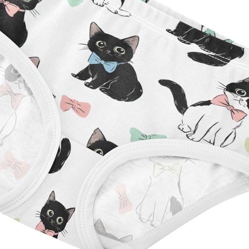 Wusikd Black White Cats Girls' Underwear Cotton Bows Girls Briefs Soft Toddler Underwear 2T4