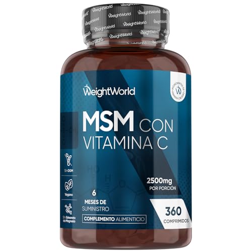 MSM con Vitamina C 2400mg, 360 Comprimidos, 6 Meses de Suministro   Suplemento de Metilsulfonilmetano y Ácido Ascórbico, Apto para Veganos, Sin Estearato de Magnesio ni OGM