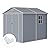 Oneinmil Outdoor Storage Shed, 6 x 8FT Resin Shed with Floor and Lockable Doors, Waterproof Outdoor Storage Cabinet, Plastic Construction for Outdoor Storage (Grey)