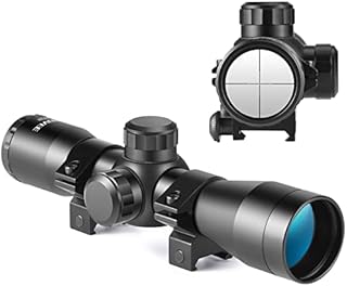 SOROVEE 4x32 Compact Rifle Scope,Airsoft Scope Crosshair Optics,Hunting Gun Scopes with 20mm Free Mounts,Ajustable Diopter,Windage and Elevation