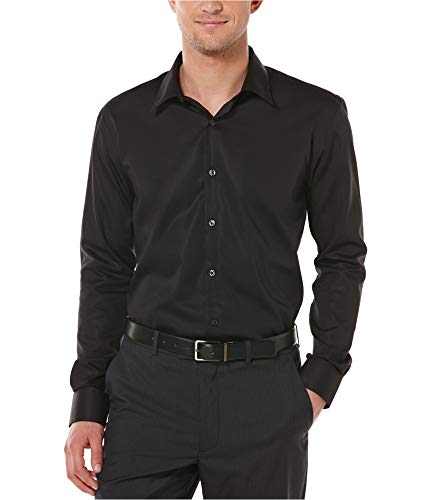 Chemise à Bouton Bas Homme Perry Ellis en twill solide et infroissable technologique